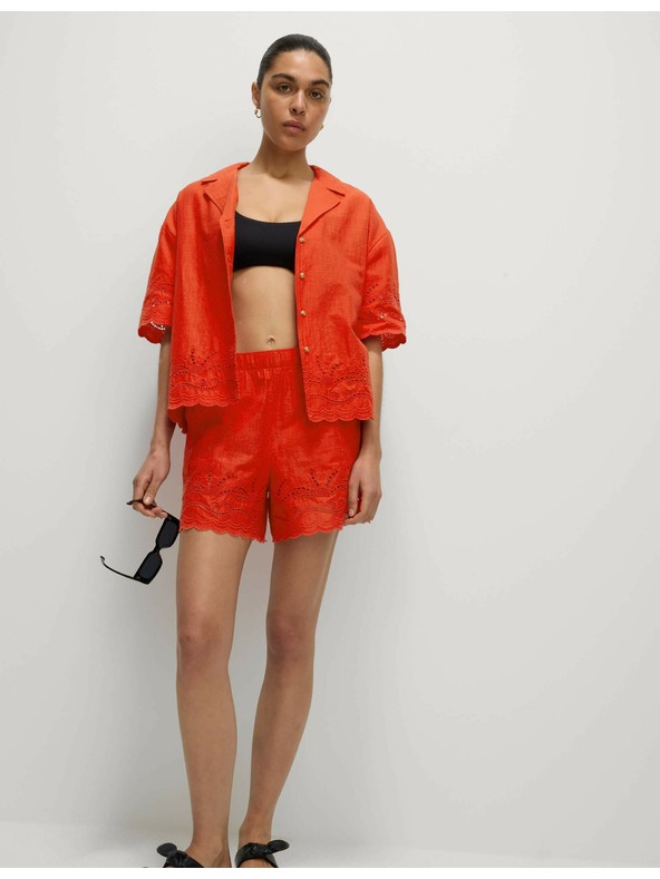 Marks & Spencer Plaža košulja na gumbe, s ovratnikom i vezom, od čistog pamuka Marks & Spencer crvena