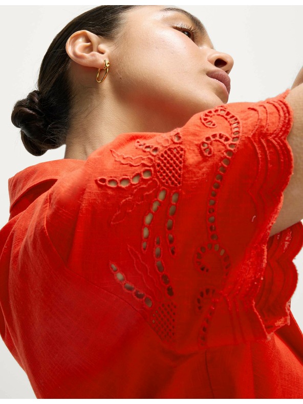 Marks & Spencer Plaža košulja na gumbe, s ovratnikom i vezom, od čistog pamuka Marks & Spencer crvena