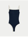 Marks & Spencer Rebrasti kupaći kostim s kutastim izrezom, s kontrastnim detaljima Marks & Spencer mornarsko plava