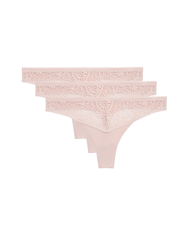 Marks & Spencer Tange Body Soft™ s čipkom, set od 3 kom Marks & Spencer ružičasta