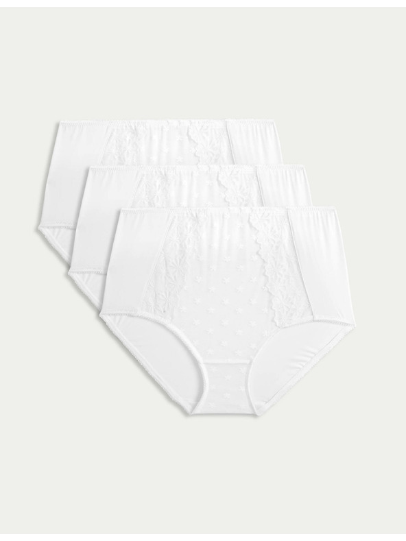 Marks & Spencer Gaćice s cvijetnim vezenjem, 3 kom u pakiranju Marks & Spencer bijela