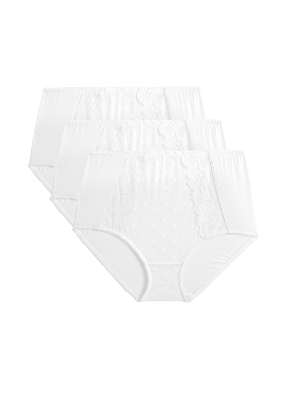Marks & Spencer Gaćice s cvijetnim vezenjem, 3 kom u pakiranju Marks & Spencer bijela