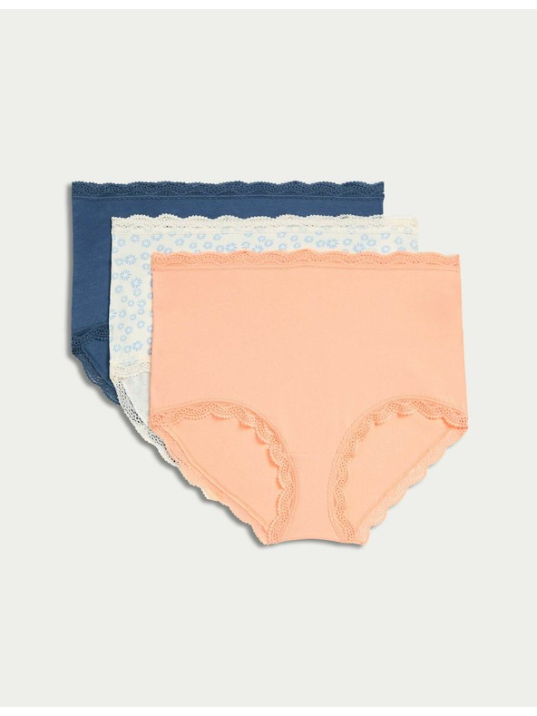 Marks & Spencer Gaćice visokog struka s visokim udjelom pamuka, 3 kom Marks & Spencer krem