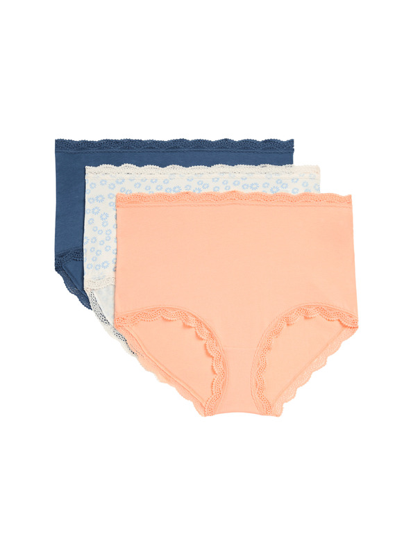 Marks & Spencer Gaćice visokog struka s visokim udjelom pamuka, 3 kom Marks & Spencer krem