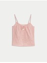 Marks & Spencer Gingham pidžama top od čistog pamuka s vezicama sprijeda Marks & Spencer ružičasta