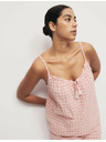Marks & Spencer Gingham pidžama top od čistog pamuka s vezicama sprijeda Marks & Spencer ružičasta