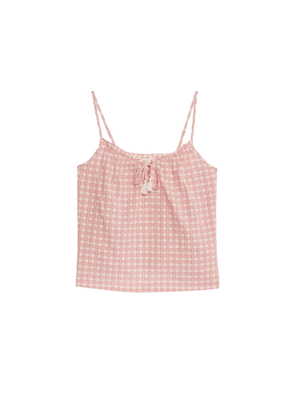 Marks & Spencer Gingham pidžama top od čistog pamuka s vezicama sprijeda Marks & Spencer ružičasta