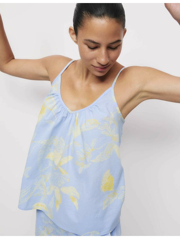 Marks & Spencer Košuljasti top od čistog pamuka s printom Marks & Spencer plava