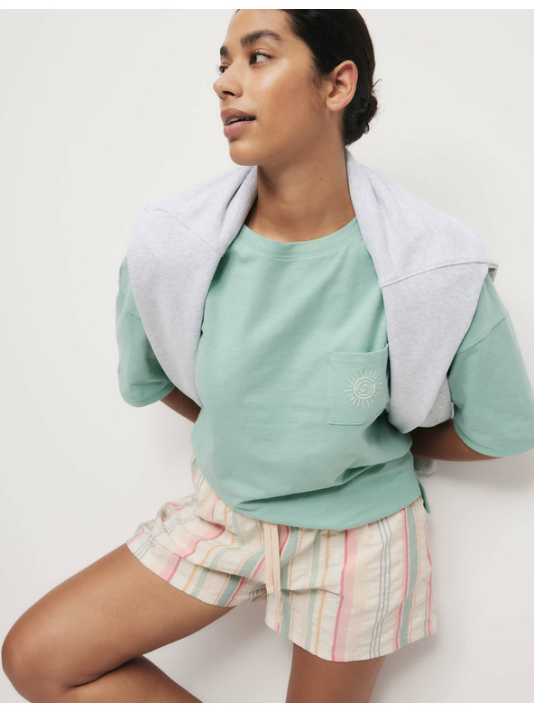 Marks & Spencer Kratki prugasti set s visokim udjelom pamuka Marks & Spencer zelena