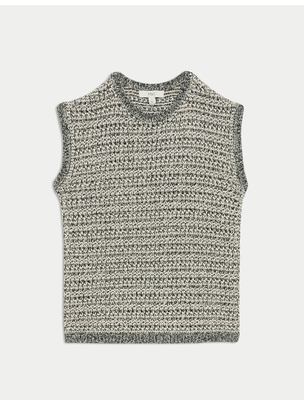 Marks & Spencer Pletena prsluk uskog kroja s ovratnikom, s pamučnim Marks & Spencer crna