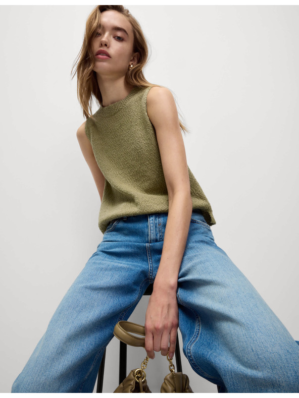 Marks & Spencer Pletena majica s teksturom i visokim udjelom pamuka Marks & Spencer zelena