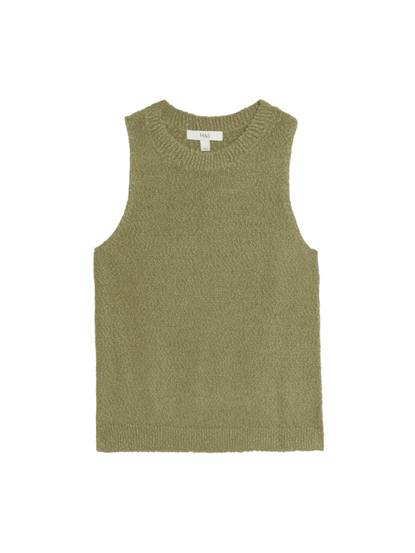 Marks & Spencer Pletena majica s teksturom i visokim udjelom pamuka Marks & Spencer zelena
