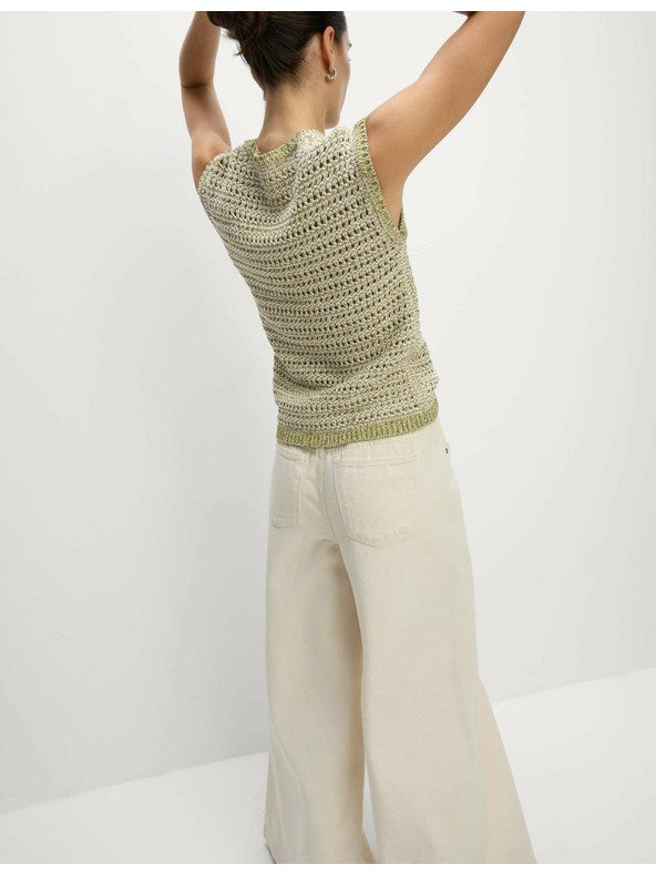 Marks & Spencer Pletena prsluk uskog kroja s izrezom oko vrata, s pamučnim materijalom Marks & Spencer zelena