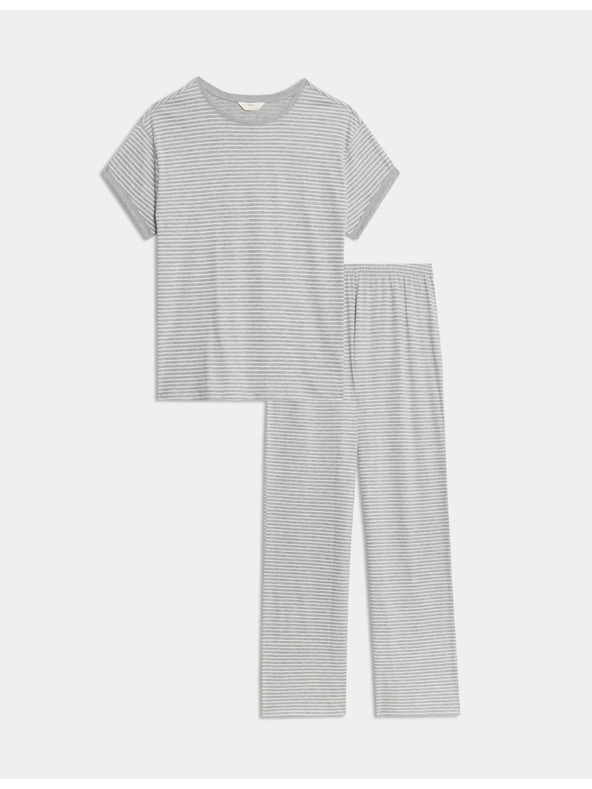 Marks & Spencer Pidžama set s visokim udjelom pamuka s printom listova Marks & Spencer siva