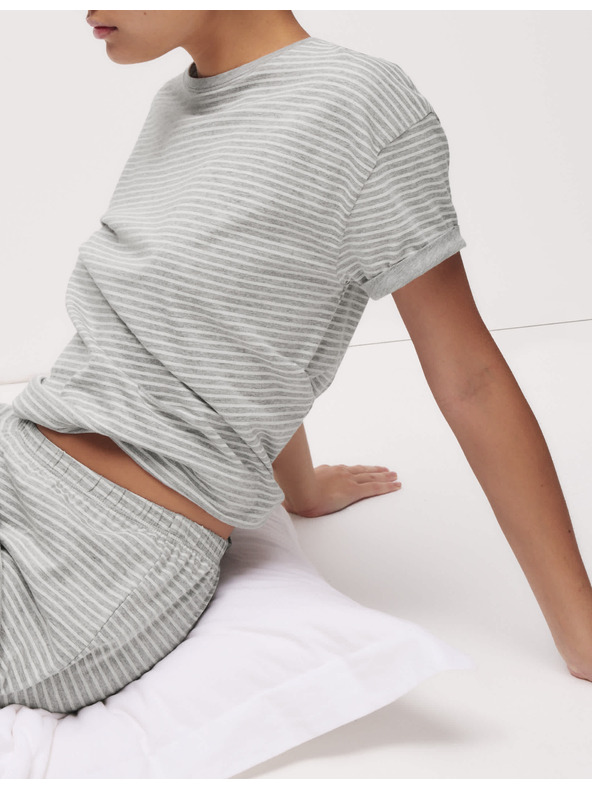 Marks & Spencer Pidžama set s visokim udjelom pamuka s printom listova Marks & Spencer siva