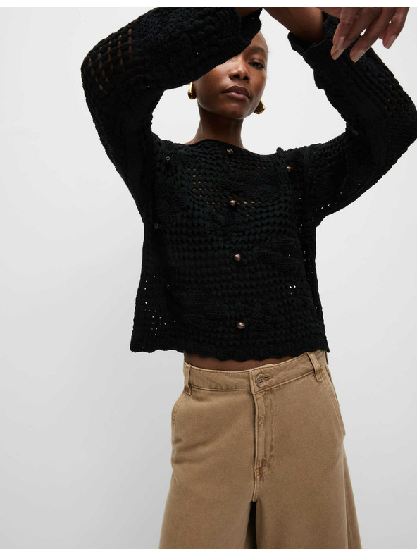 Marks & Spencer Skraćeni džemper od pamučne mješavine s labavim štrikanjem, labavog kroja Marks & Spencer crna