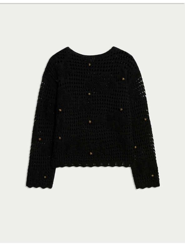 Marks & Spencer Skraćeni džemper od pamučne mješavine s labavim štrikanjem, labavog kroja Marks & Spencer crna
