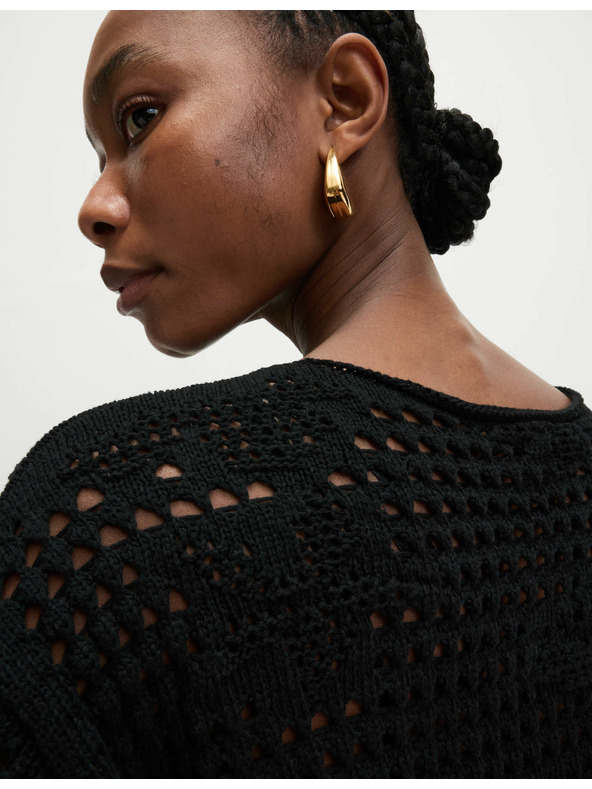 Marks & Spencer Skraćeni džemper od pamučne mješavine s labavim štrikanjem, labavog kroja Marks & Spencer crna