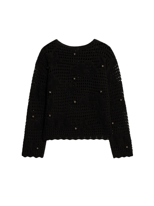 Marks & Spencer Skraćeni džemper od pamučne mješavine s labavim štrikanjem, labavog kroja Marks & Spencer crna