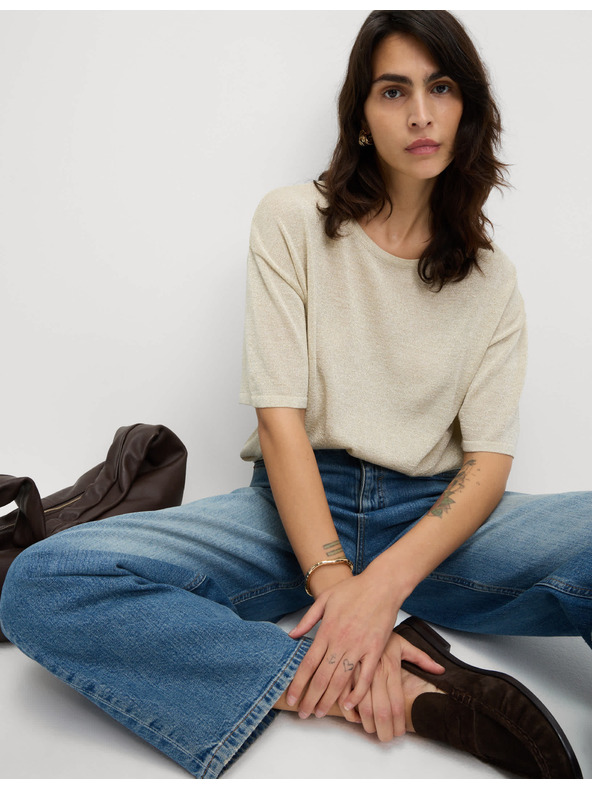 Marks & Spencer Metalni pleteni top s izrezom oko vrata Marks & Spencer krem