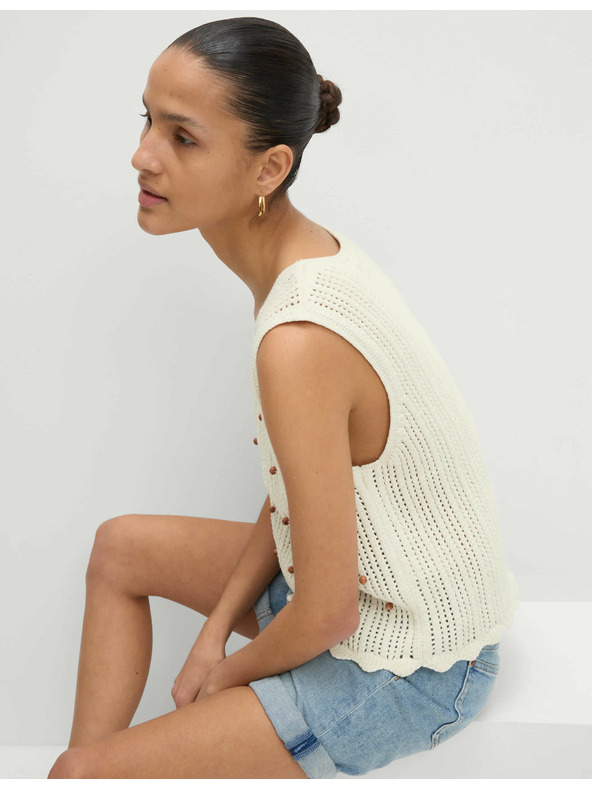 Marks & Spencer Skraćena teksturirana prsluk od pamučne mješavine, uskog kroja Marks & Spencer krem