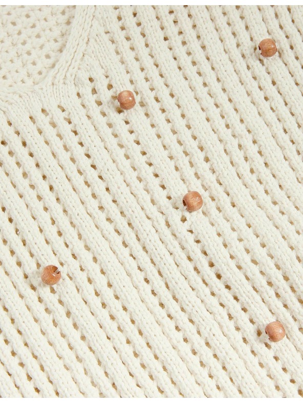 Marks & Spencer Skraćena teksturirana prsluk od pamučne mješavine, uskog kroja Marks & Spencer krem