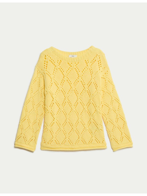 Marks & Spencer Uzorkovani džemper s primjesom pamuka Marks & Spencer žuta