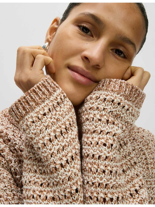 Marks & Spencer Teksturiran džemper s izrezom oko vrata s pamučnim materijelom Marks & Spencer krem