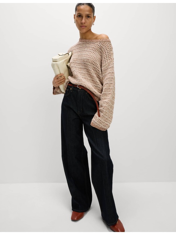 Marks & Spencer Teksturiran džemper s izrezom oko vrata s pamučnim materijelom Marks & Spencer krem