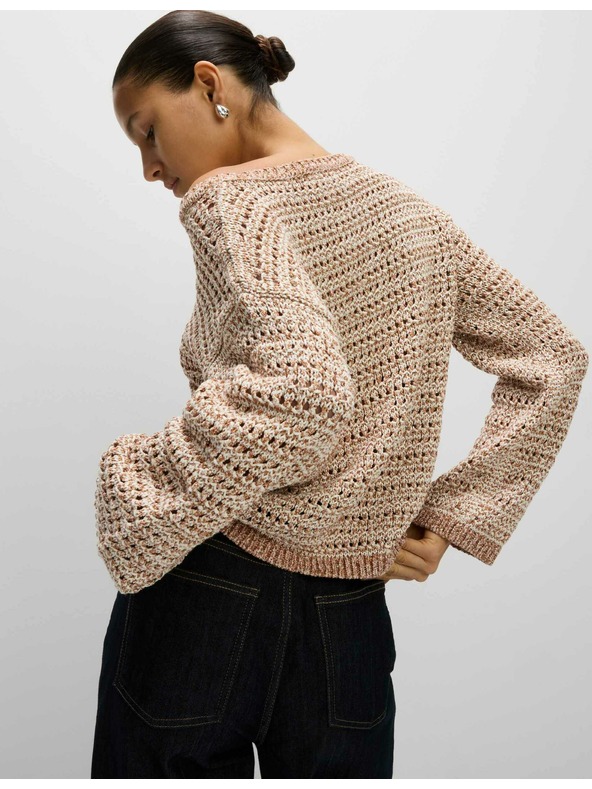 Marks & Spencer Teksturiran džemper s izrezom oko vrata s pamučnim materijelom Marks & Spencer krem