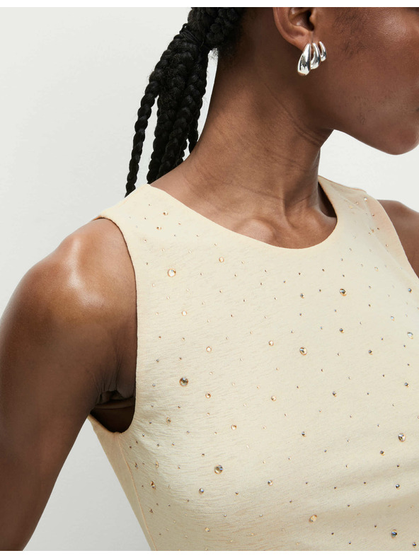 Marks & Spencer Ukrašena majica s izrezom oko vrata Marks & Spencer krem