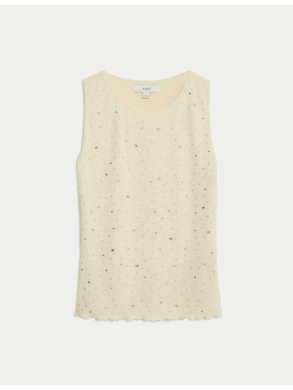 Marks & Spencer Ukrašena majica s izrezom oko vrata Marks & Spencer krem