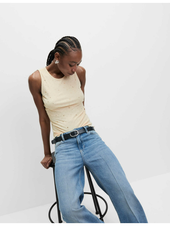 Marks & Spencer Ukrašena majica s izrezom oko vrata Marks & Spencer krem