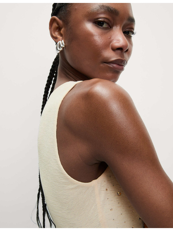 Marks & Spencer Ukrašena majica s izrezom oko vrata Marks & Spencer krem