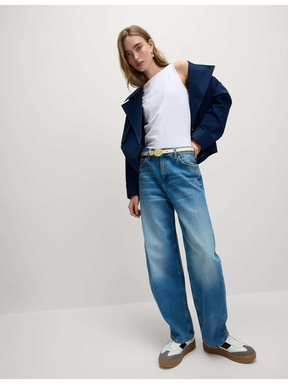 Marks & Spencer Top majica s izrezom na łađice s visokim udjelom pamuka Marks & Spencer bijela