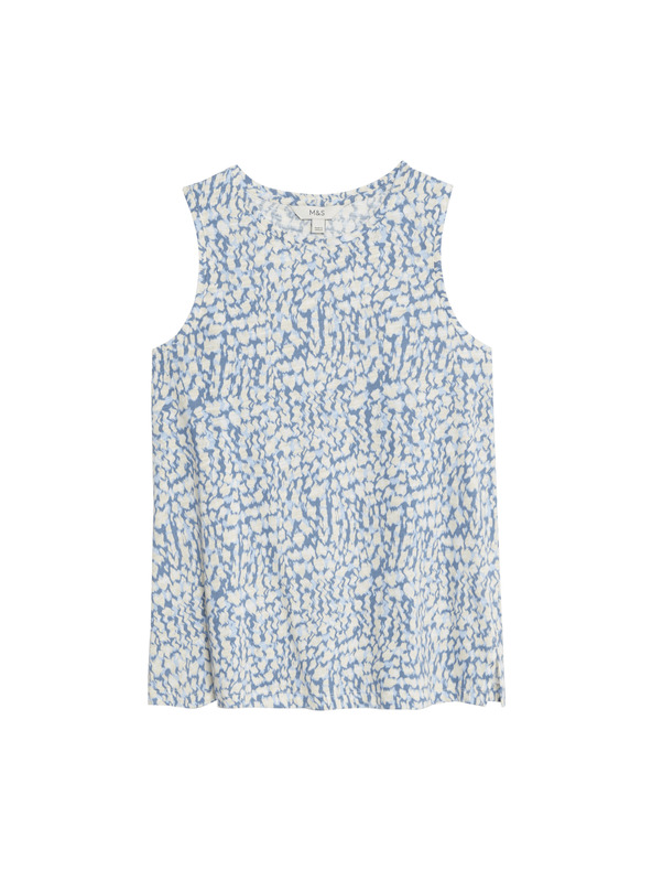 Marks & Spencer Majica bez rukava opuštenog kroja, visok udio pamuka s printom Marks & Spencer plava