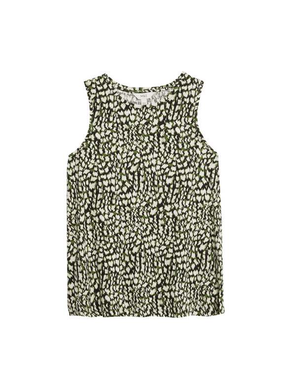 Marks & Spencer Majica bez rukava opuštenog kroja, visok udio pamuka s printom Marks & Spencer crna