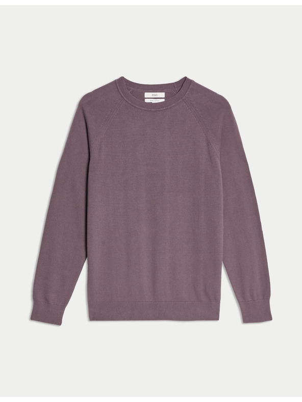 Marks & Spencer Džemper od čistog pamuka, s izrezom prema vratu Marks & Spencer ljubičasta