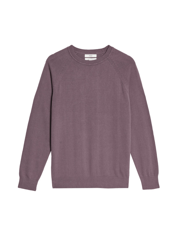 Marks & Spencer Džemper od čistog pamuka, s izrezom prema vratu Marks & Spencer ljubičasta