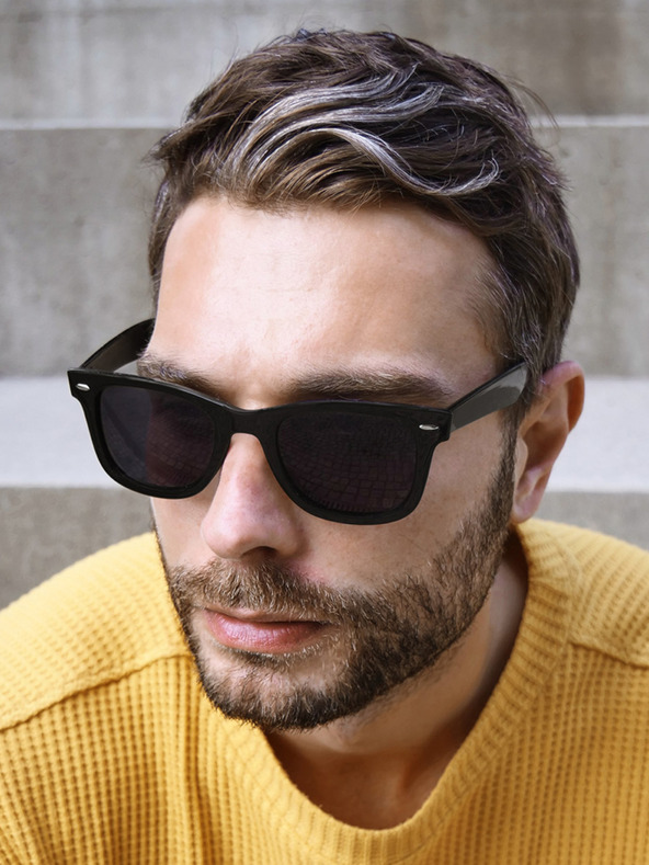 VEYREY VeyRey sunčane naočale Polarized Glossy Nerd Black s crnim staklima