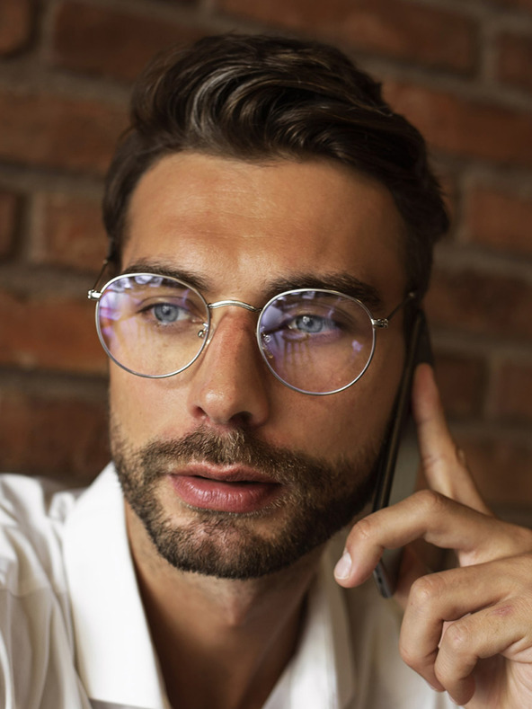 VEYREY VeyRey Blue Light Blocking Glasses Oval Dilton Silver