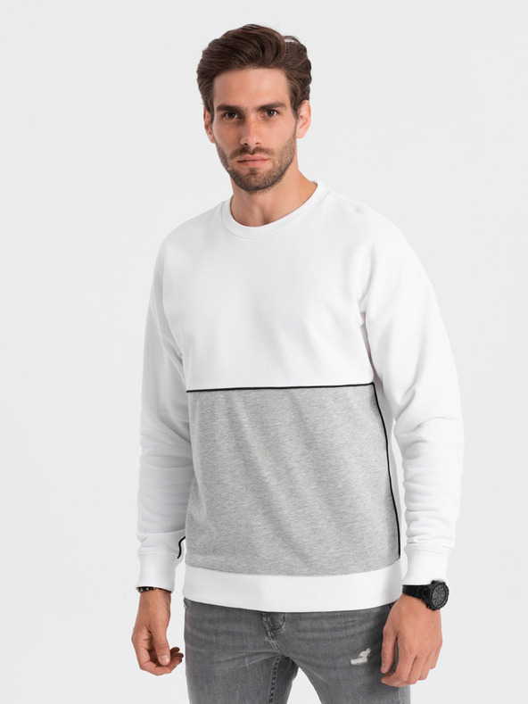 Ombre Clothing Sivo-bijeli muški sweatshirt Ombre Clothing