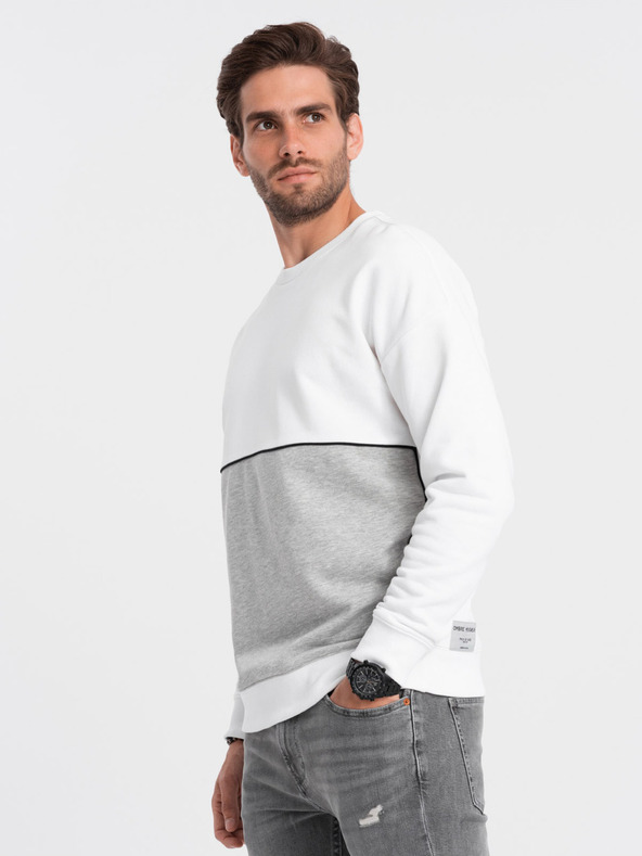 Ombre Clothing Sivo-bijeli muški sweatshirt Ombre Clothing