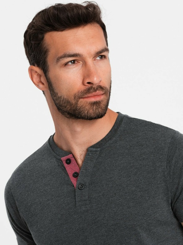 Ombre Clothing Crna muška majica s pakosim izrezom Ombre Odjeća