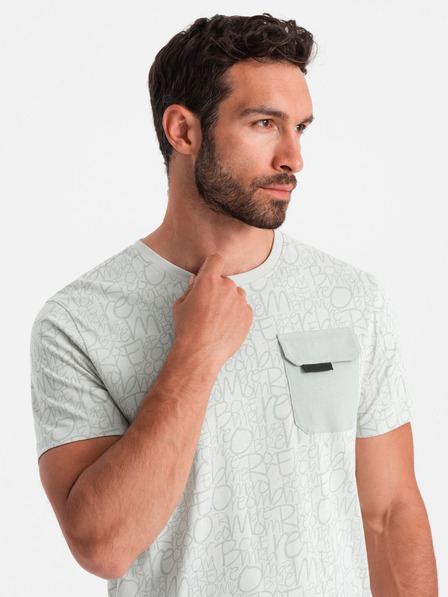 Ombre Clothing Svijetlo zelena muška majica s džepom Ombre Odjeća