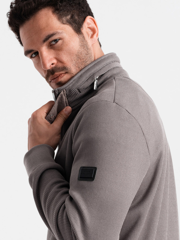 Ombre Clothing Siva muška jakna s visokim ovratnikom i podstavom od flisa Ombre Clothing