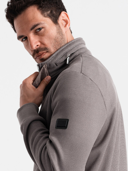 Ombre Clothing Siva muška jakna s visokim ovratnikom i podstavom od flisa Ombre Clothing