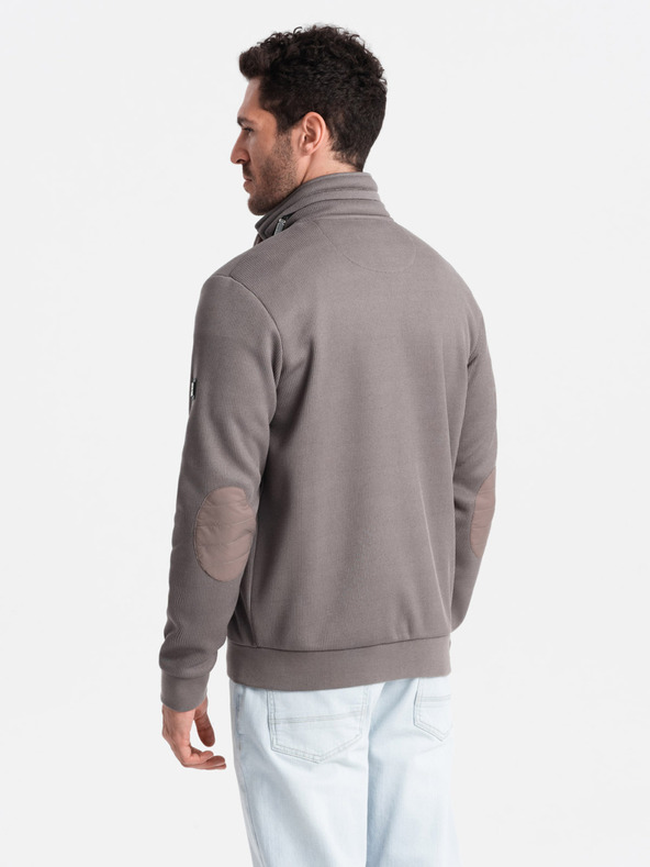 Ombre Clothing Siva muška jakna s visokim ovratnikom i podstavom od flisa Ombre Clothing