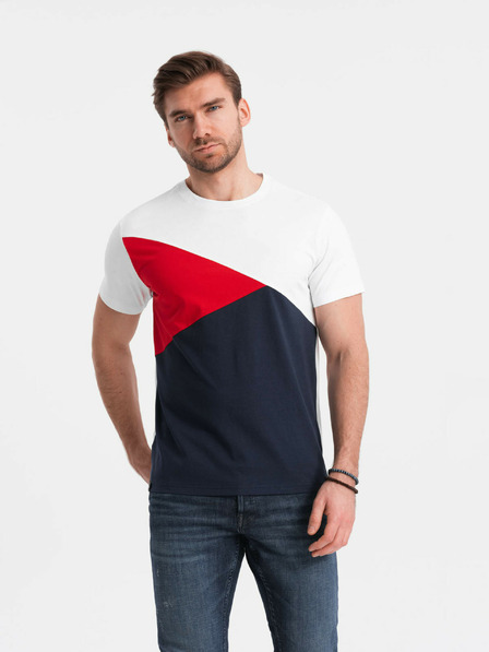 Ombre Clothing Crveno-bijela muška pamučna majica Ombre Clothing