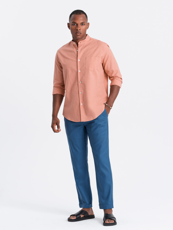 Ombre Clothing Plavi muški chino hlače s mješavinom lana Ombre odjeća